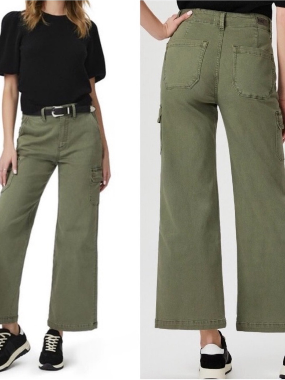PAIGE Olive Green Wide Leg Carly Cargo pants
